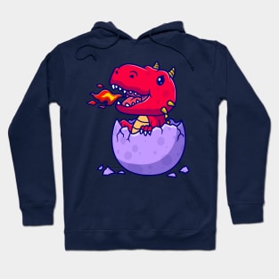 Cute Baby Dragon In Egg Cartoon Hoodie